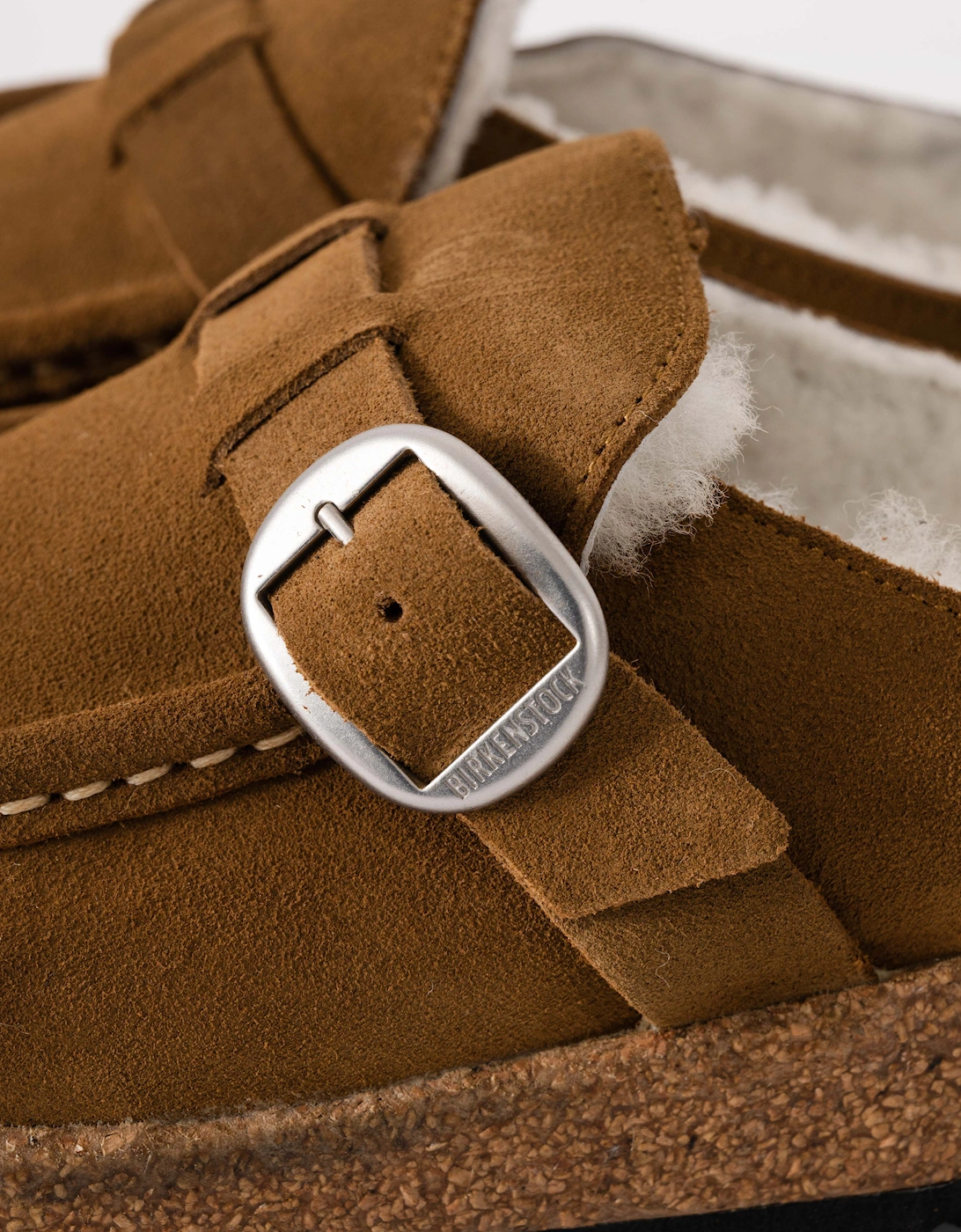 Buckley Suede Shearling Womens Mule Moccasins - Tea