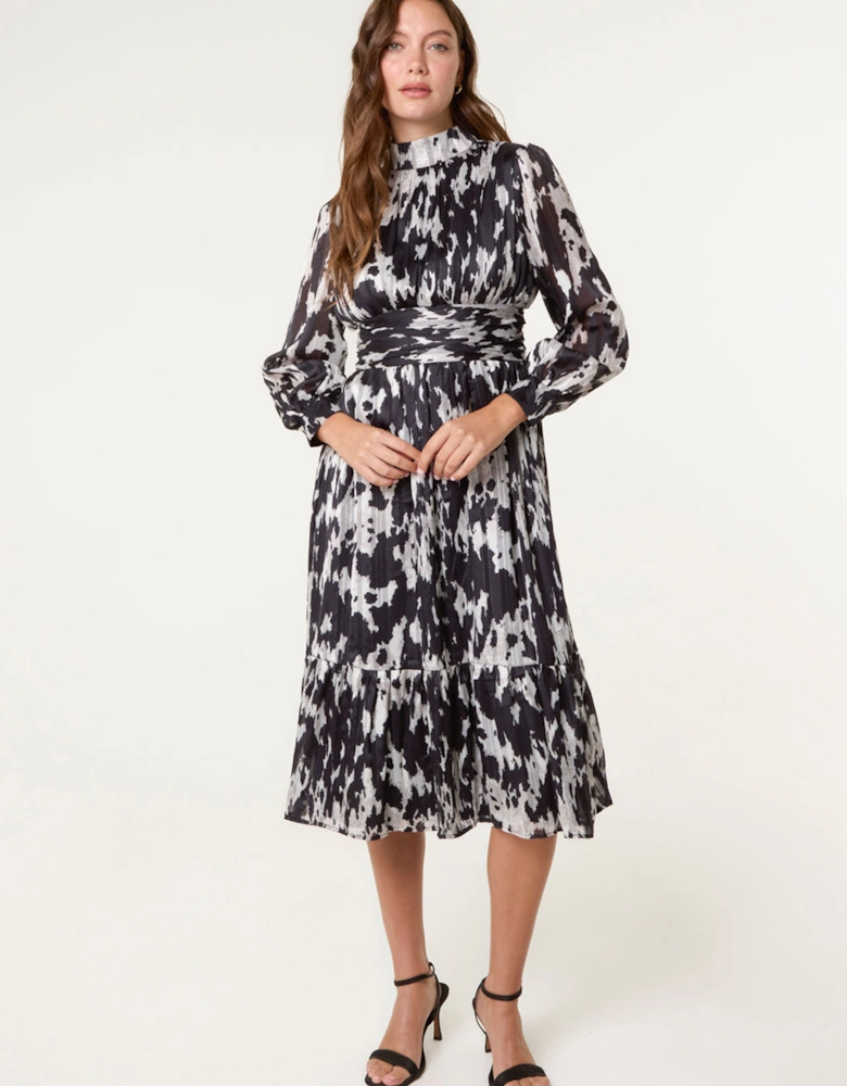 Black High Neck Midi Dress