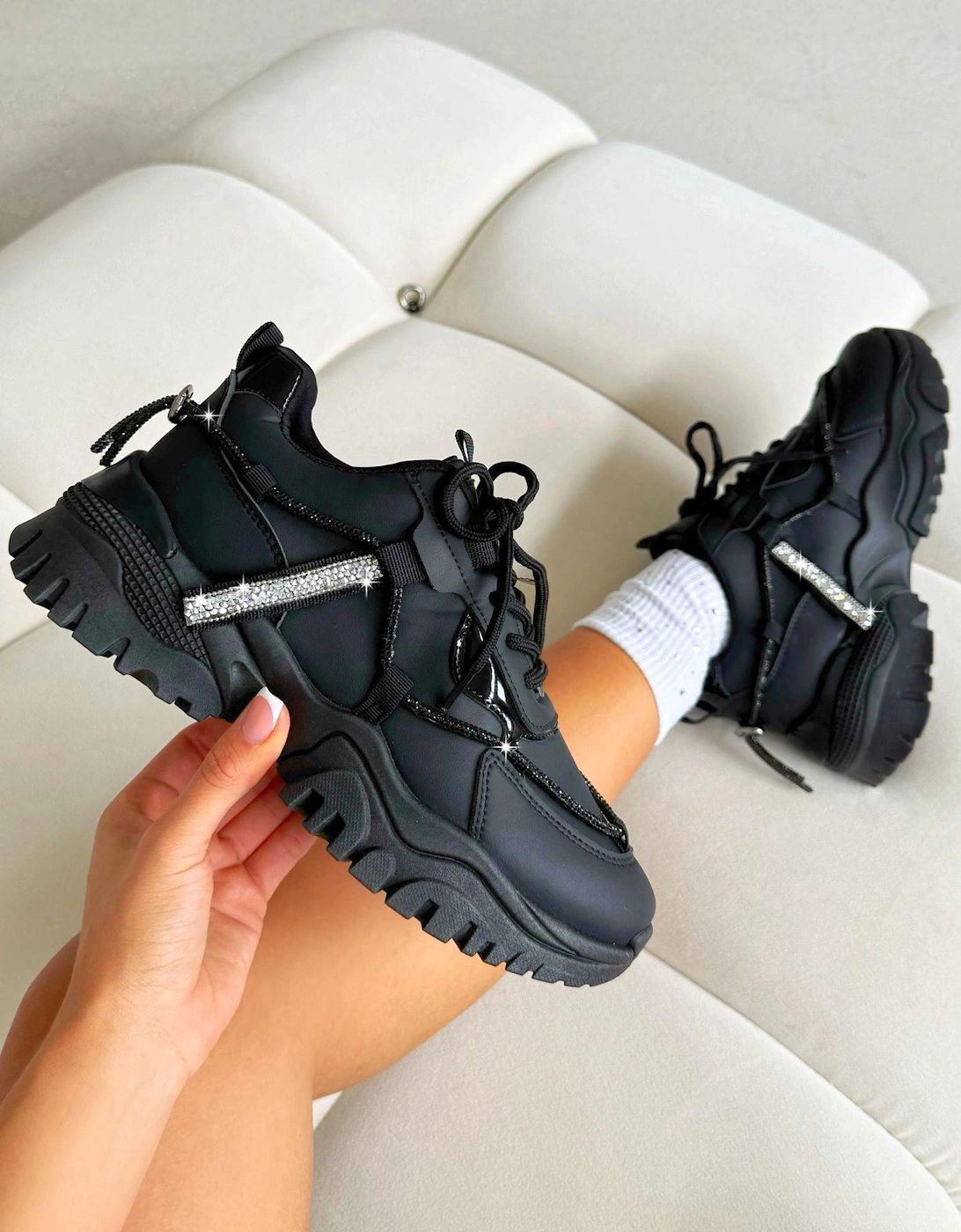 Crystal Track Luxe Chunky Trainers, 2 of 1