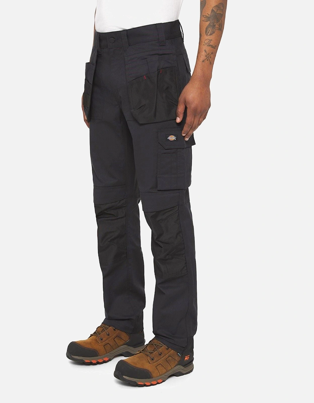 Multi Pocket Utility Polyester Men's Black Work Trousers