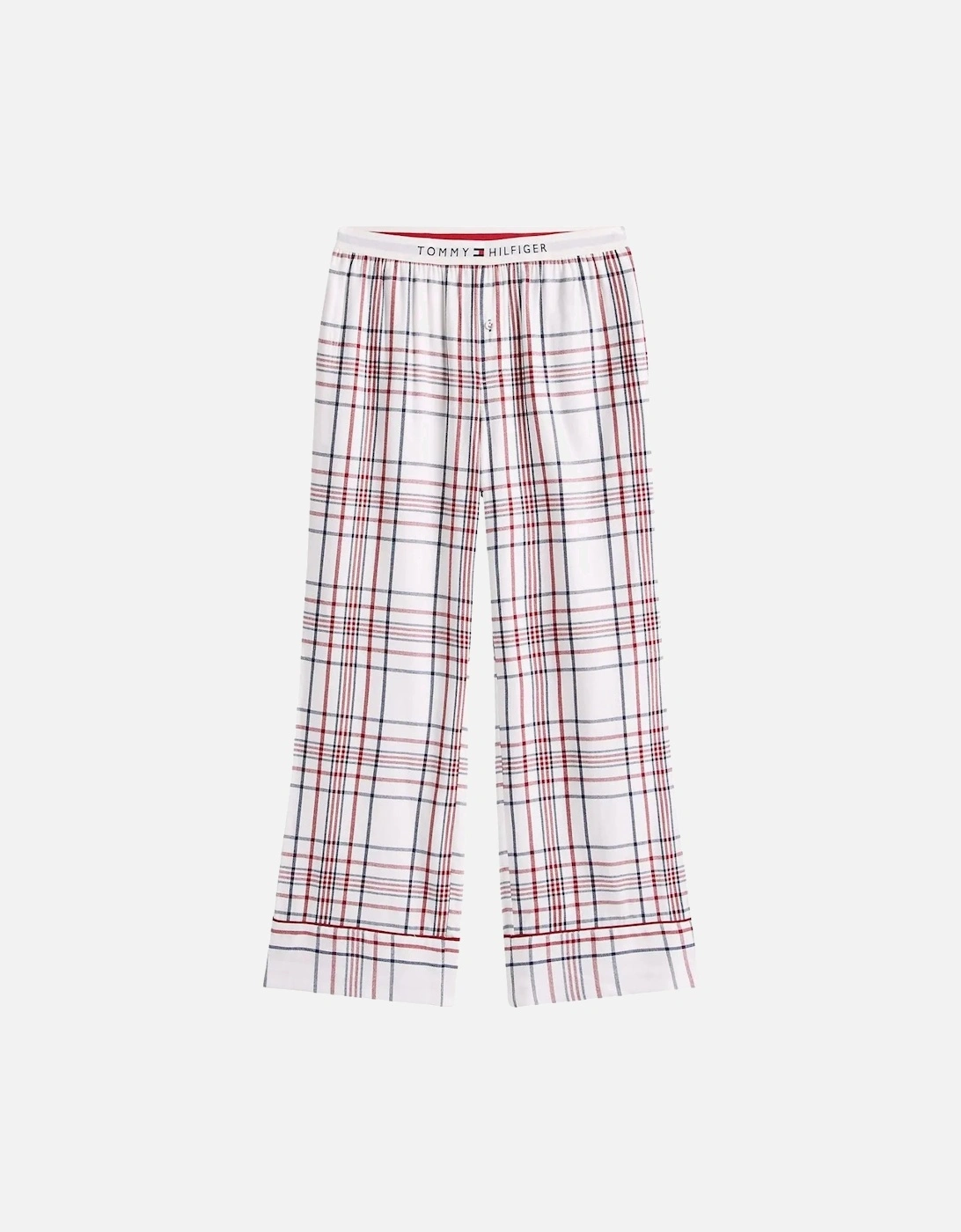 Women Plaid Check Flannel Pyjamas & Slippers Gift Set, Ivory Silk