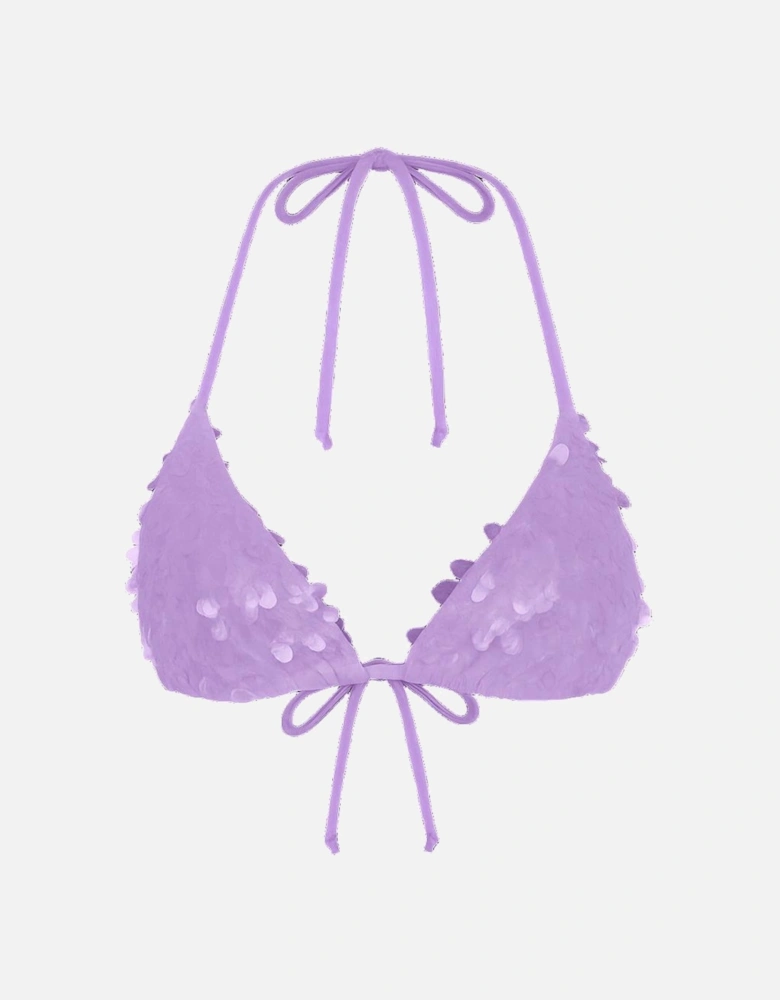 Sienna Sequin Embroidery Bikini Top - Lilac