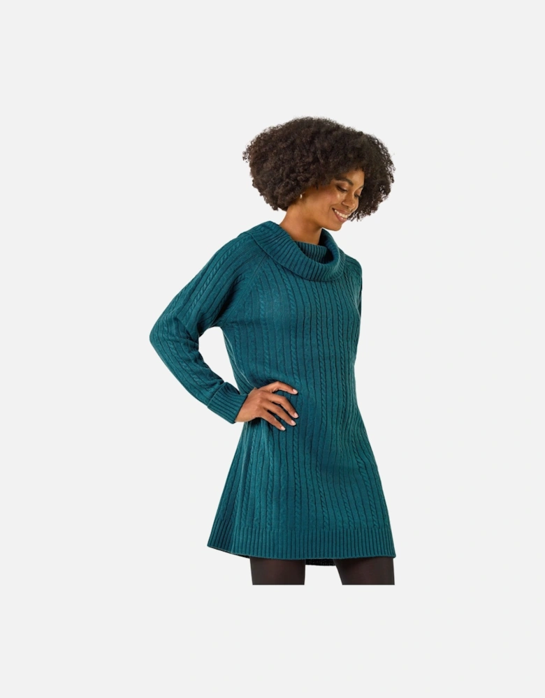Roll Neck Knitted Jumper Dress