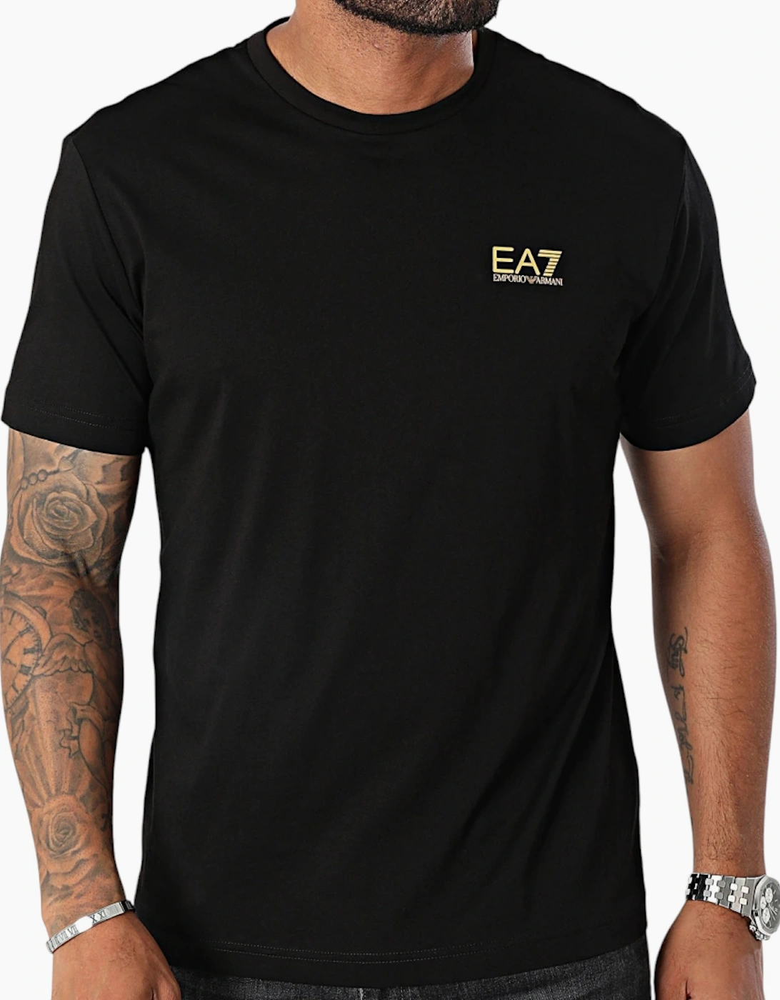 Men's ARMANI EA7 8NPT18 Mens T Shirt Emporio Armani Short Sleeve Casual Cotton Tee Top - Black - Size: 40