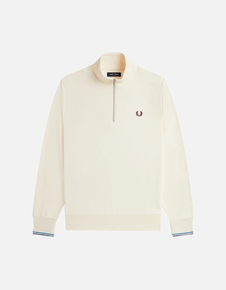 Half Zip Sweatshirt Ecru/Court Blue/Oxblood