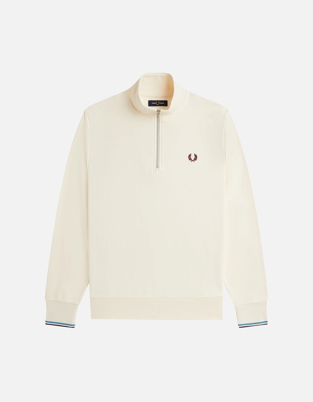 Half Zip Sweatshirt Ecru/Court Blue/Oxblood, 5 of 4