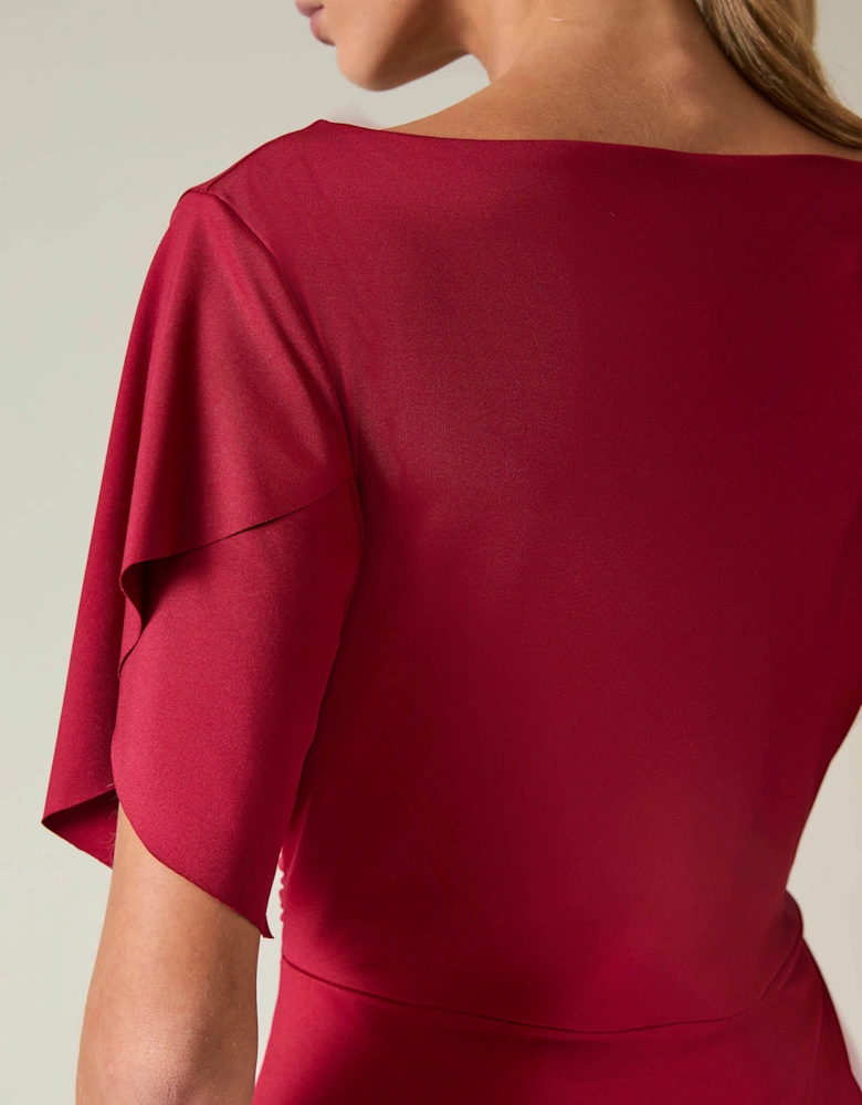 Red Gathered Maxi Dress