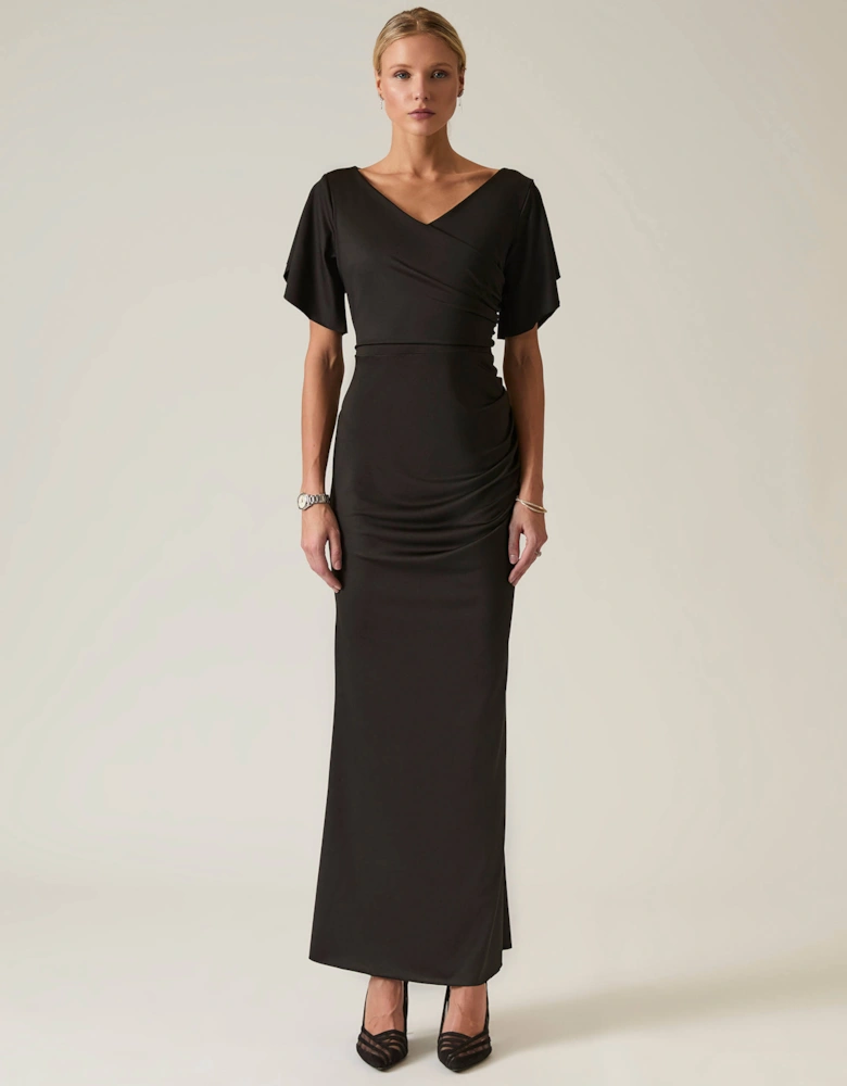 Black Gathered Maxi Dress