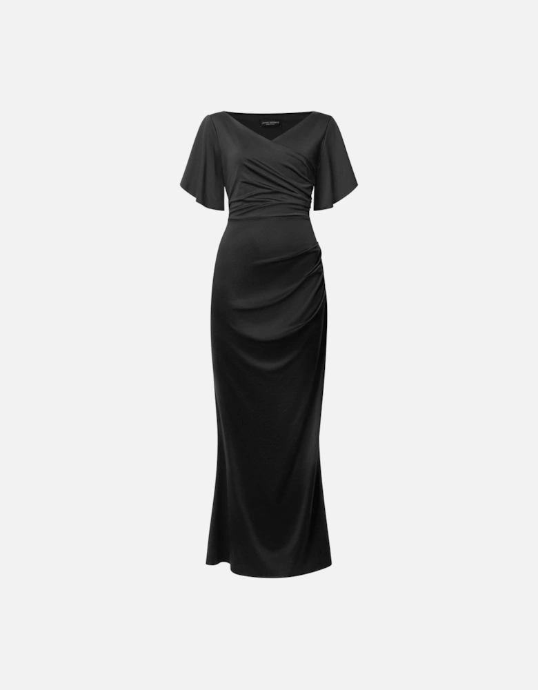 Black Gathered Maxi Dress