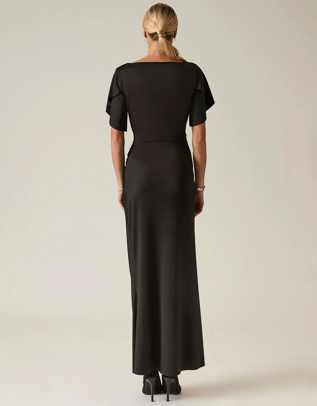 Black Gathered Maxi Dress