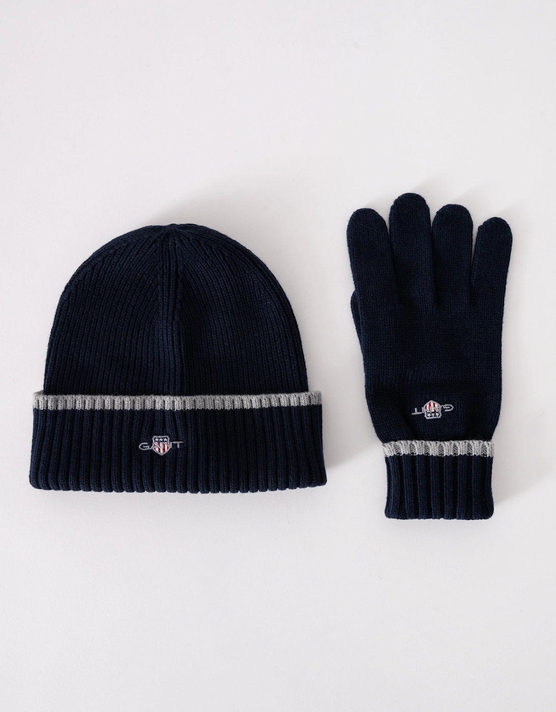 Men's GANT Essential Beanie & Gloves Set - 410 Marine - Navy - Size: ONE size