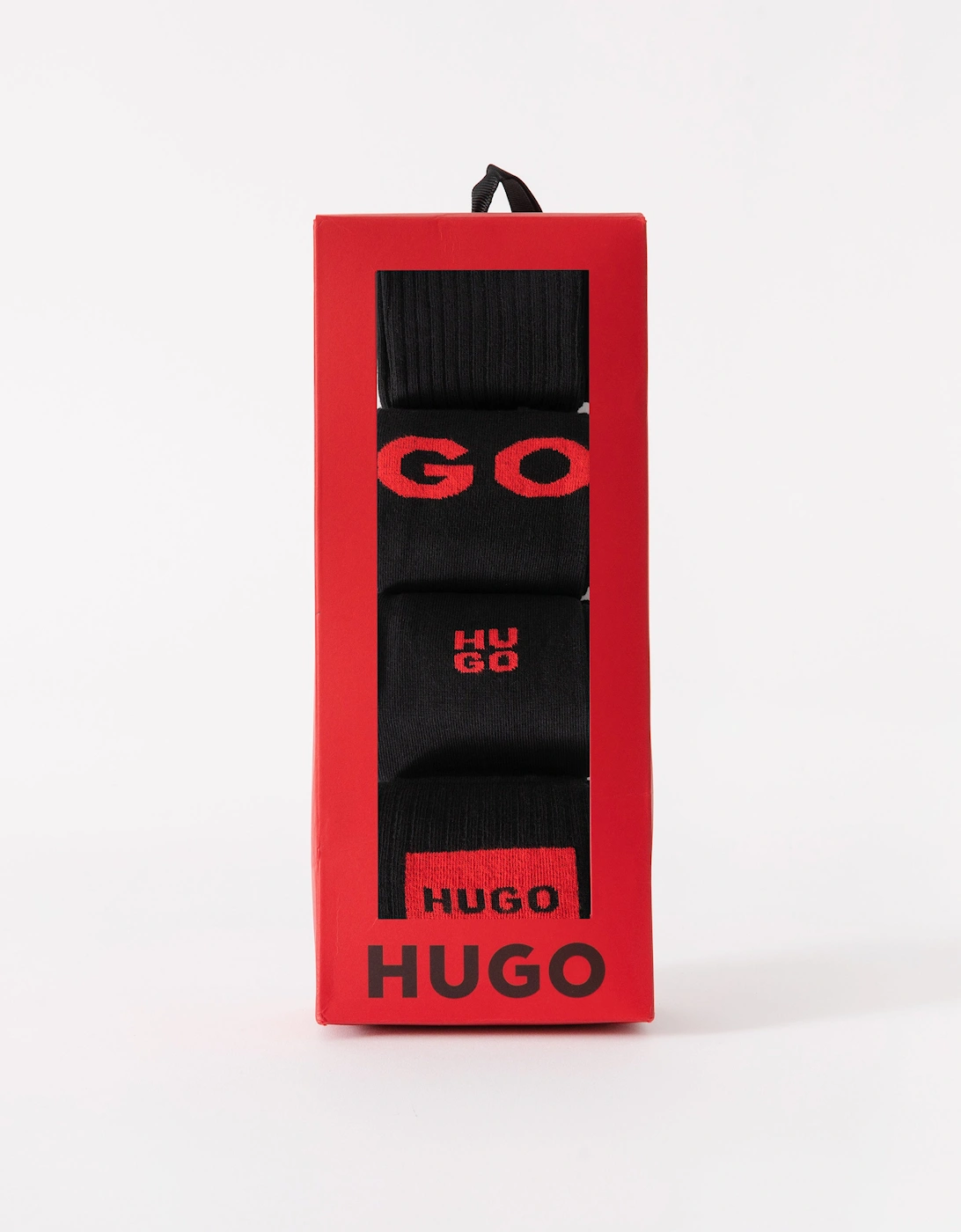 Men's HUGO Mens 4-Pack RS Rib Sock Gift Set - Black 001 - Size: 6/6.5/7.5/7/11/10/8/8.5/12/9.5/9/11.5/10.5