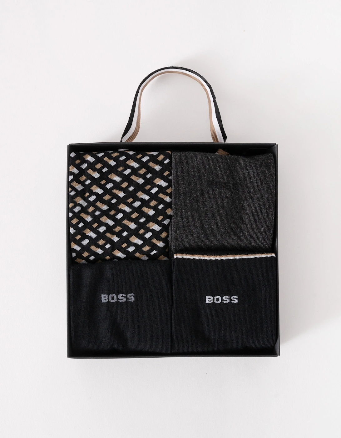 BOSS Orange Mens Monogram 4 Pack Sock Gift Set - Black 002