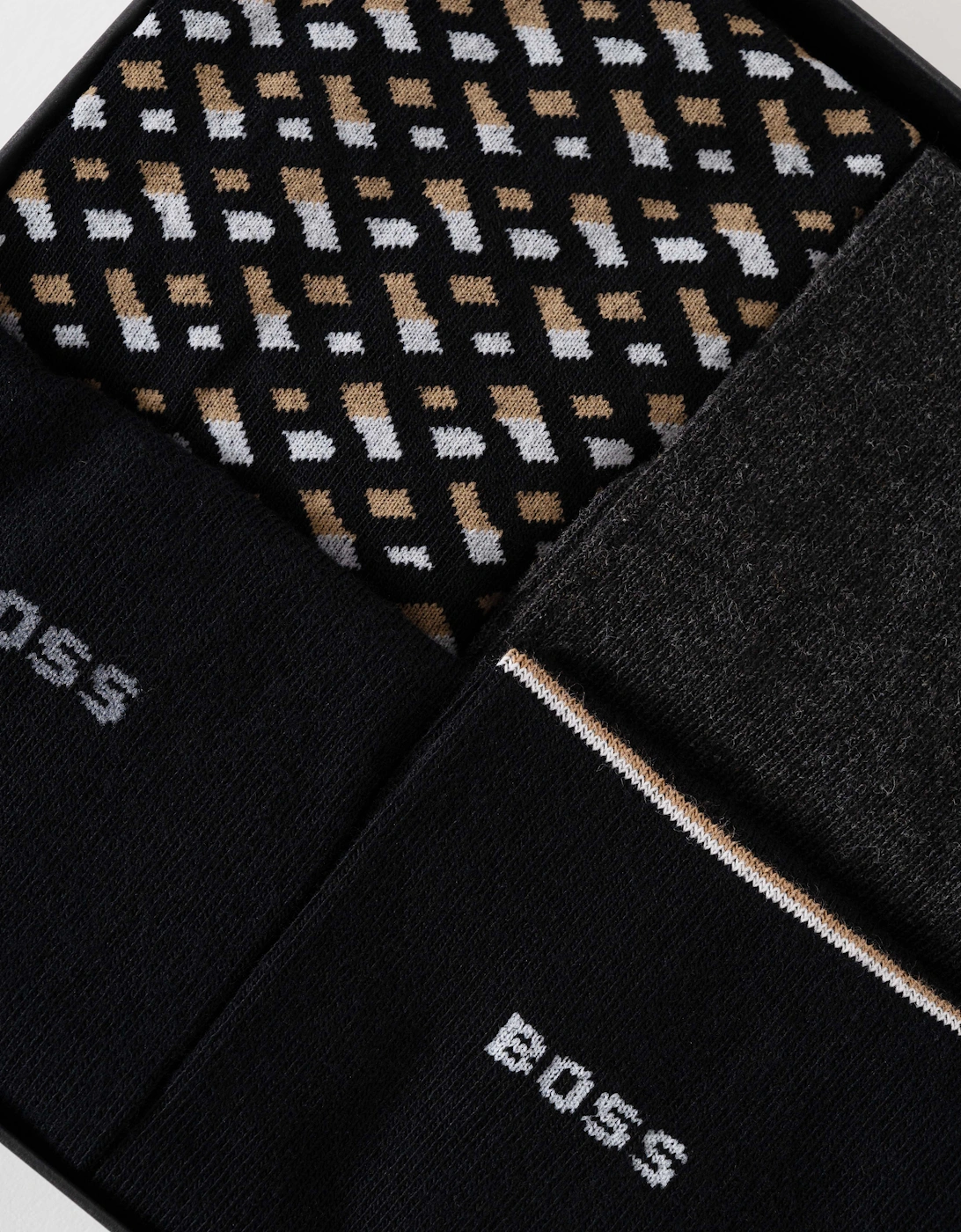 BOSS Orange Mens Monogram 4 Pack Sock Gift Set - Black 002