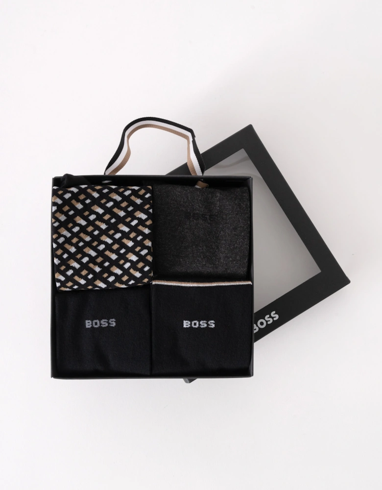 BOSS Orange Mens Monogram 4 Pack Sock Gift Set - Black 002