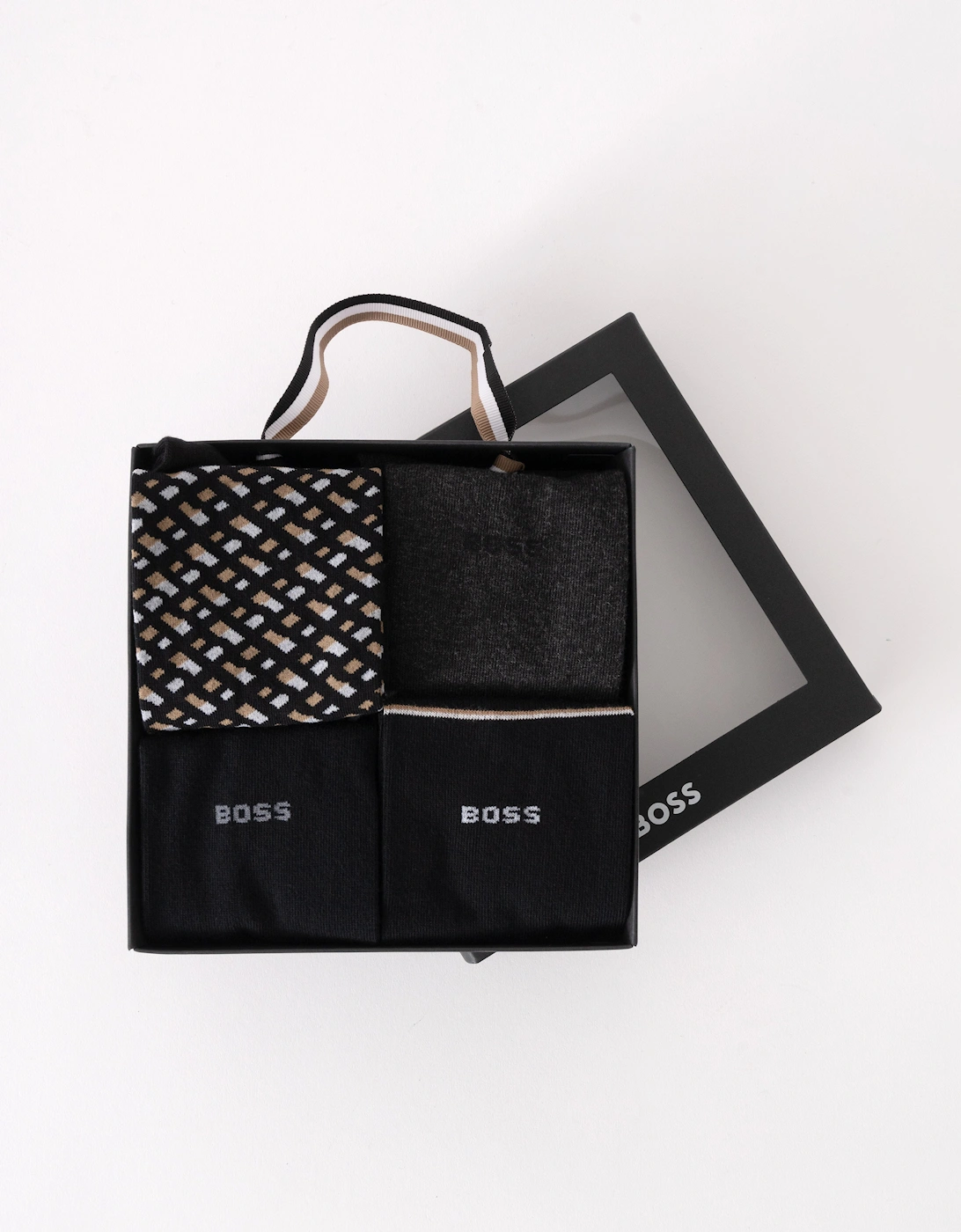 BOSS Orange Mens Monogram 4 Pack Sock Gift Set - Black 002