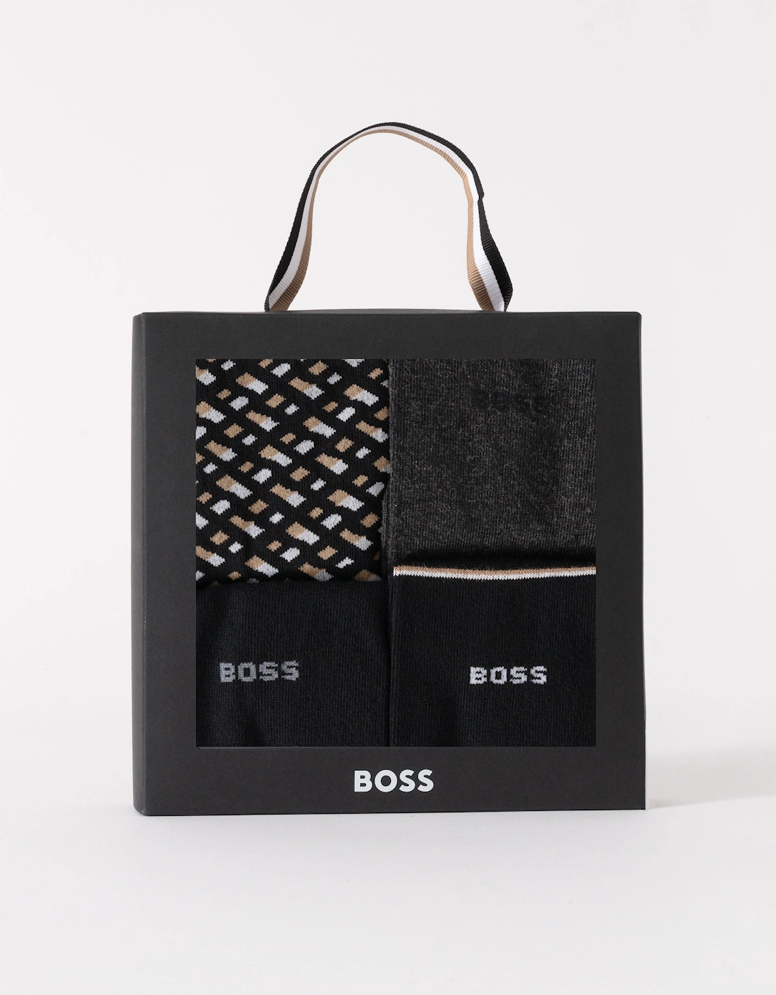 BOSS Orange Mens Monogram 4 Pack Sock Gift Set - Black 002
