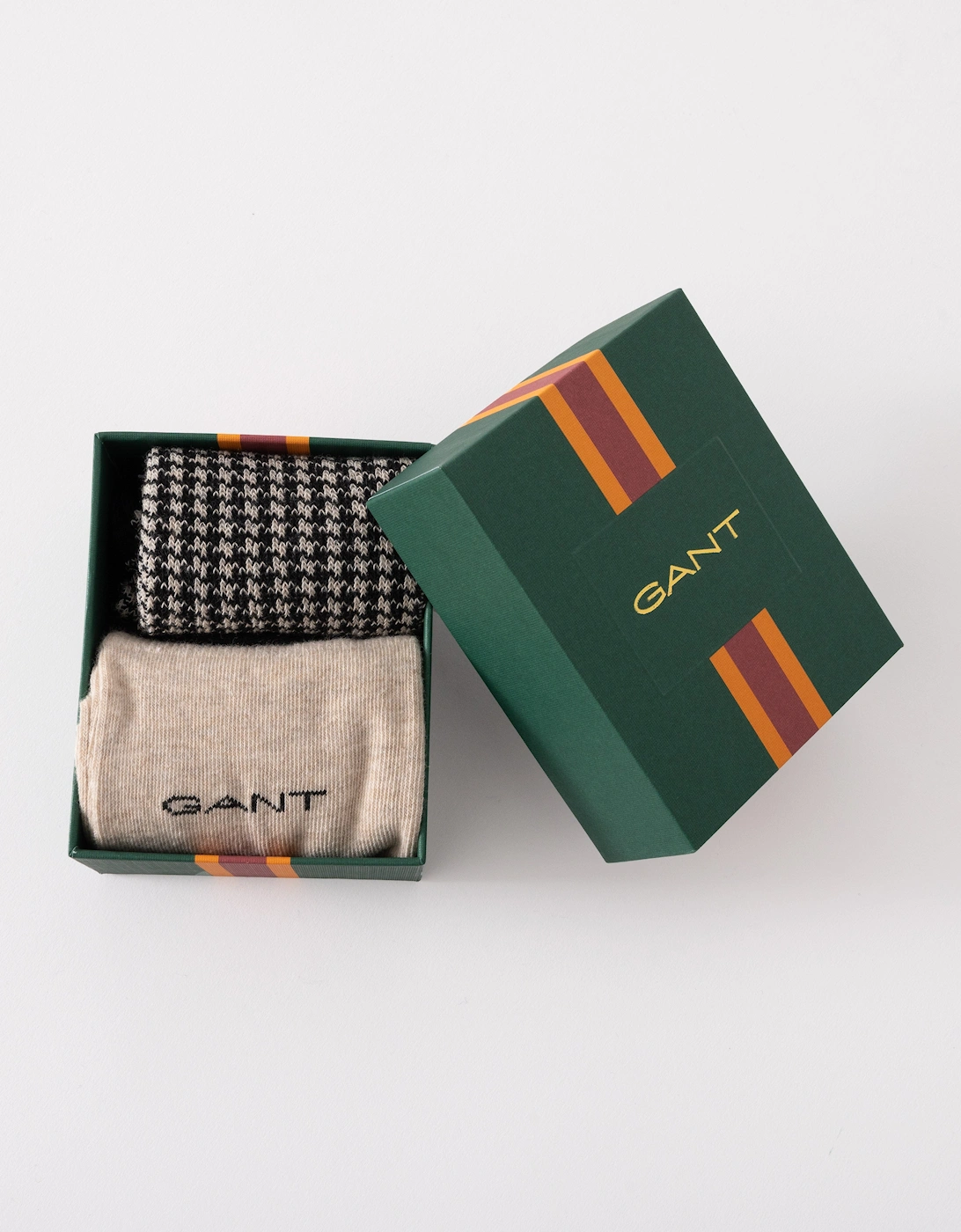 2 Pack Mens Houndstooth Pattern Socks Gift Box - 5 Black