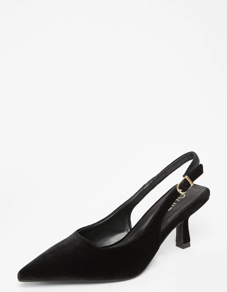 Black Velvet Slingback Court Heels