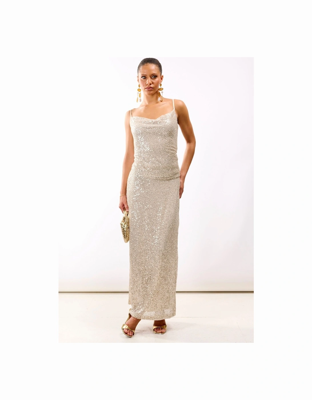 Cream Sequin Midaxi Skirt, 2 of 1