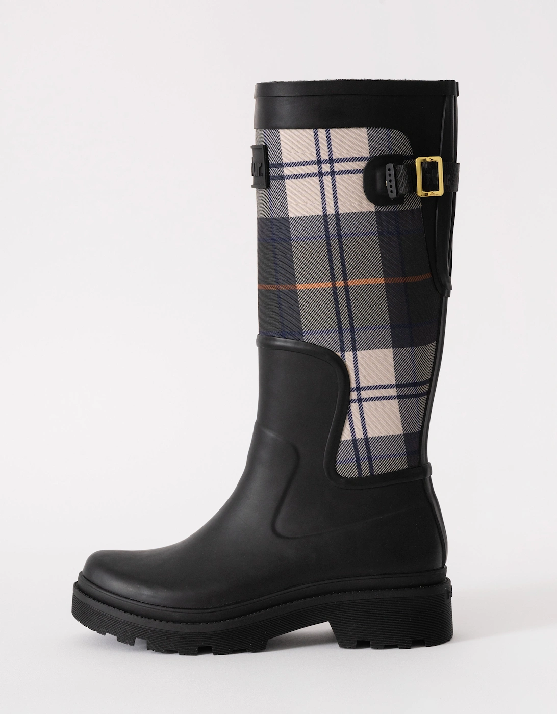 Dena Womens Tall Wellies - Black/Ancient Tartan