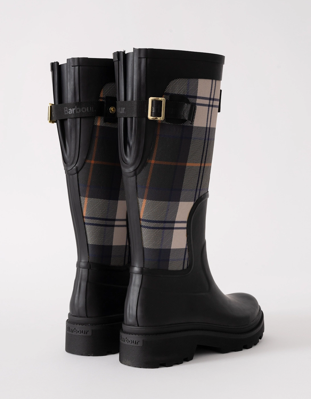 Dena Womens Tall Wellies - Black/Ancient Tartan