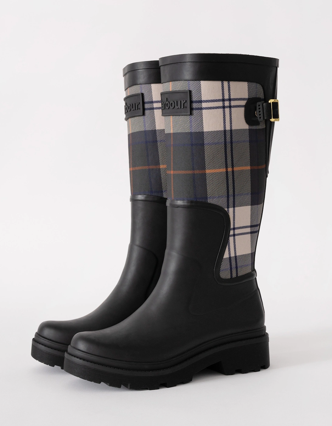 Dena Womens Tall Wellies - Black/Ancient Tartan, 7 of 6