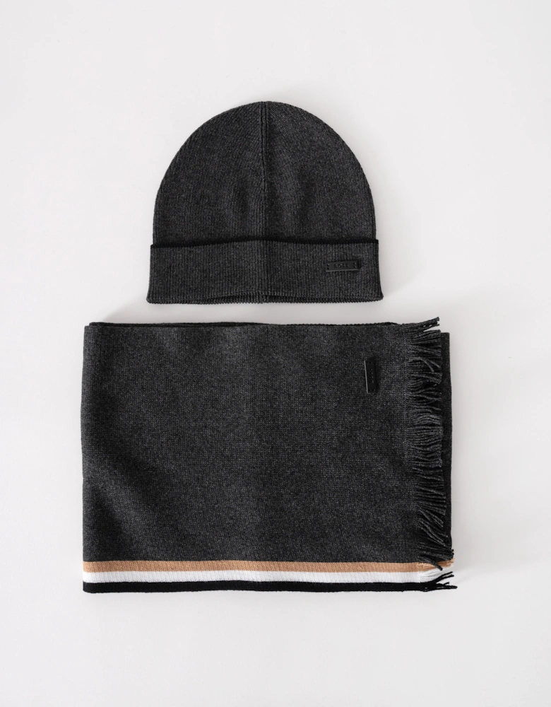 BOSS Orange Mens Henzo Hat & Scarf Gift Set - Medium Grey 030