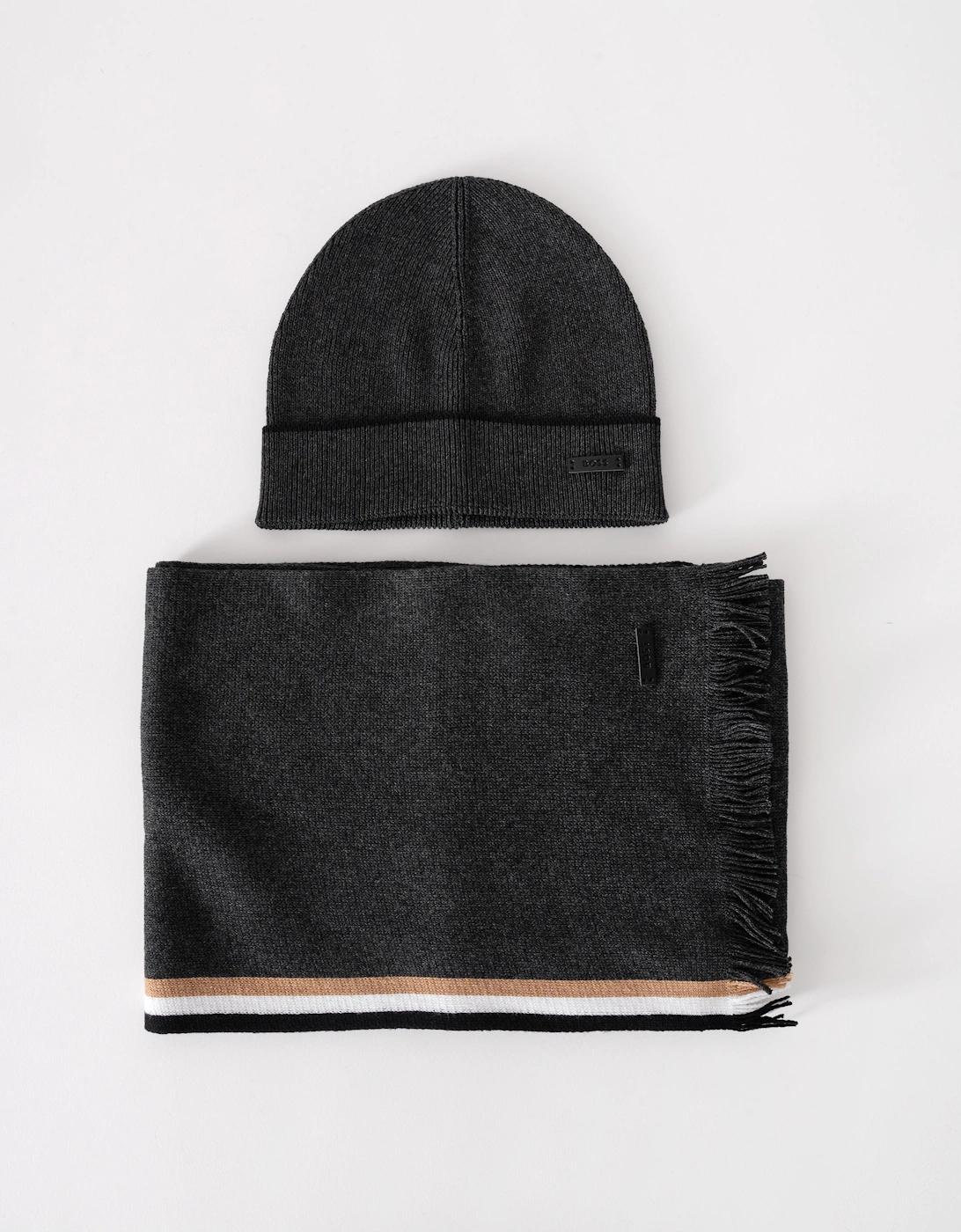 BOSS Orange Mens Henzo Hat & Scarf Gift Set - Medium Grey 030