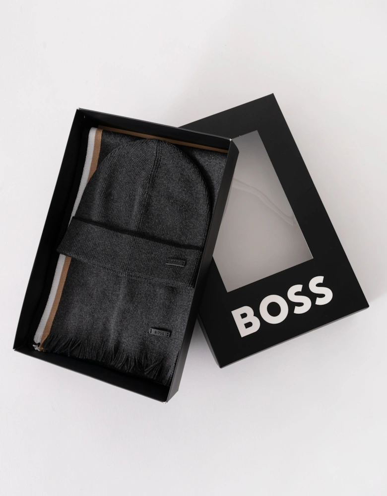 BOSS Orange Mens Henzo Hat & Scarf Gift Set - Medium Grey 030