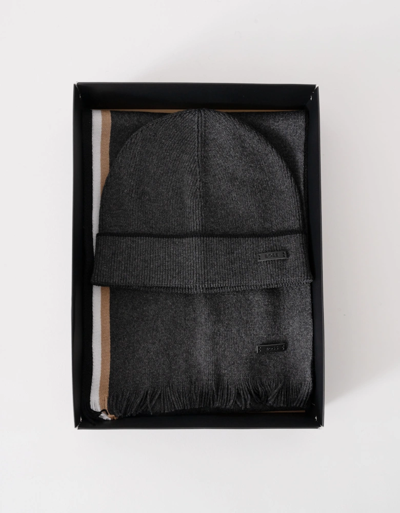 BOSS Orange Mens Henzo Hat & Scarf Gift Set - Medium Grey 030