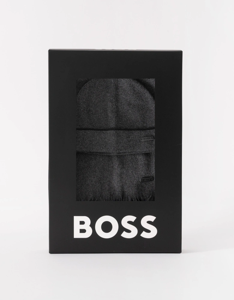 BOSS Orange Mens Henzo Hat & Scarf Gift Set - Medium Grey 030