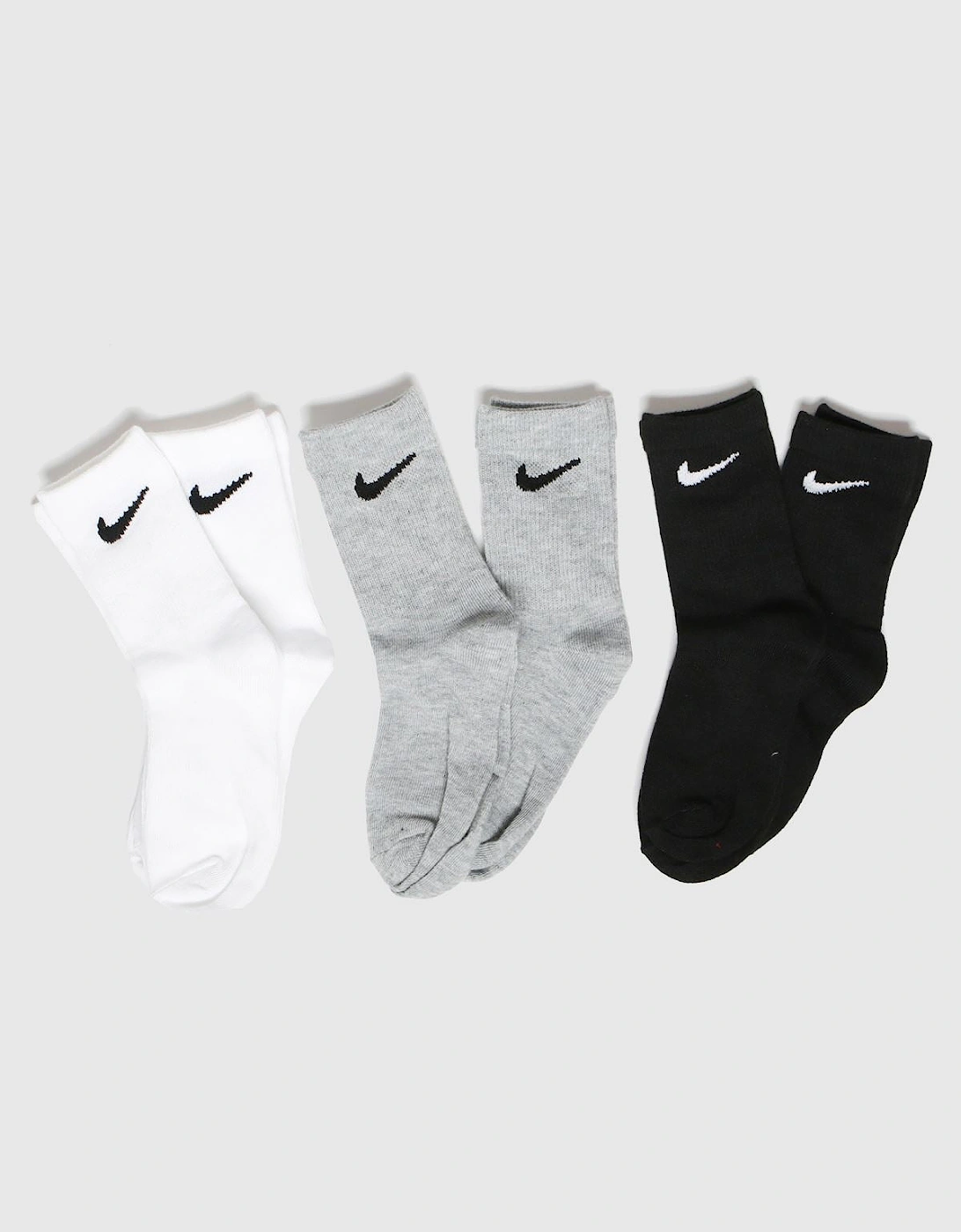 Kids Crew Socks 6 Pair White/Black/Grey