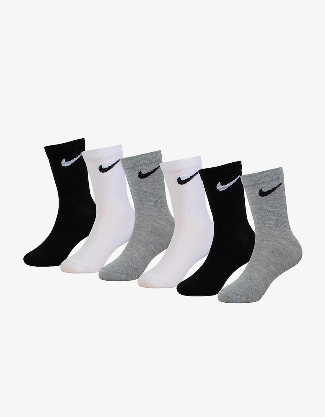 Kids Crew Socks 6 Pair White/Black/Grey, 3 of 2