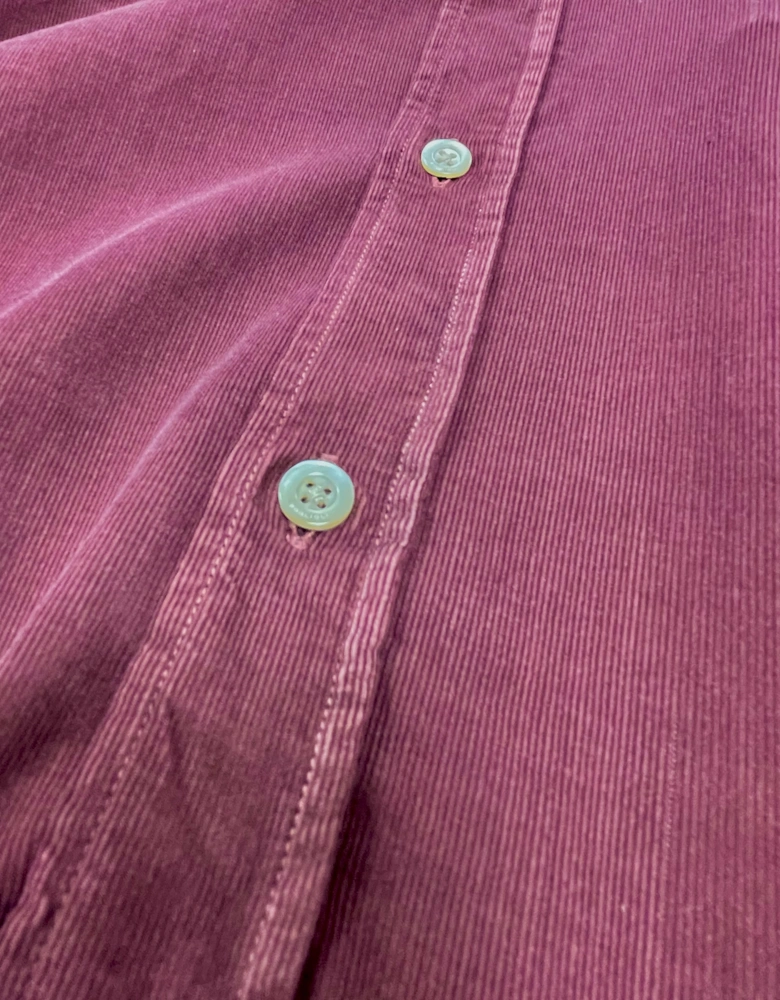 Men's Burgundy Corduroy Brushed Cotton Shirt