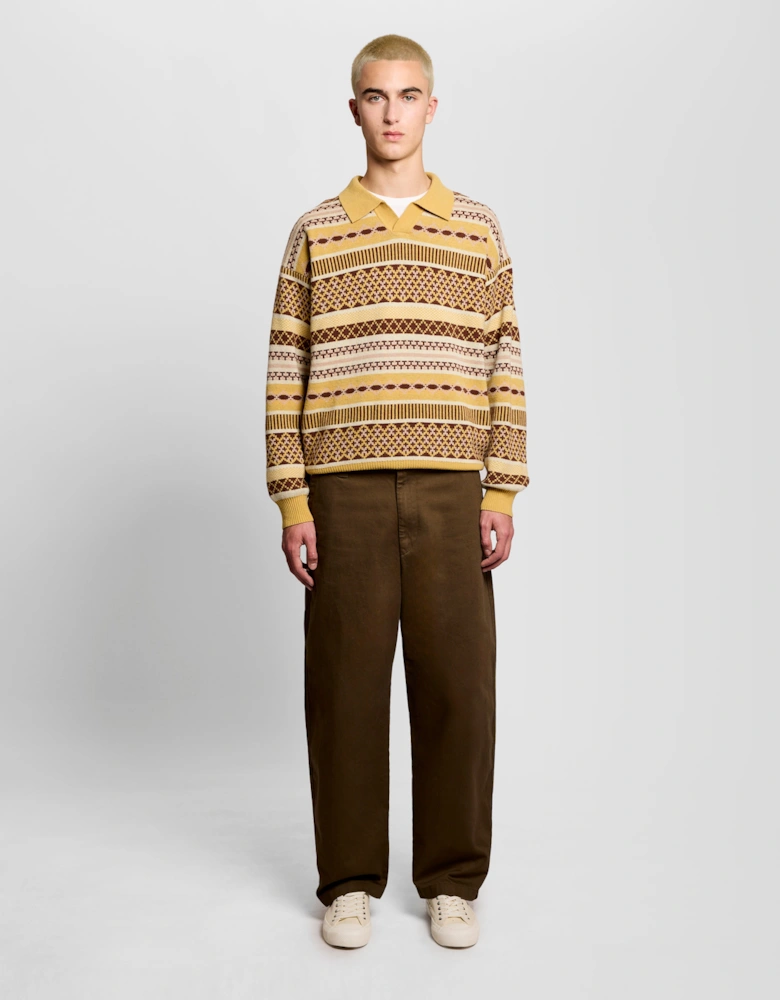 Fair Isle Lambswool Blend Polo Jumper