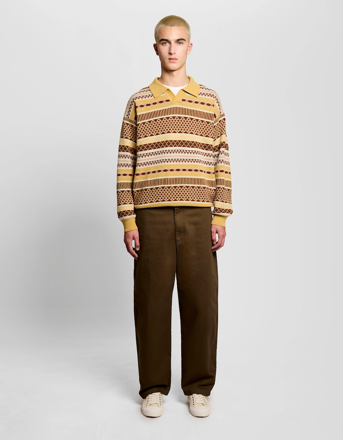 Fair Isle Lambswool Blend Polo Jumper