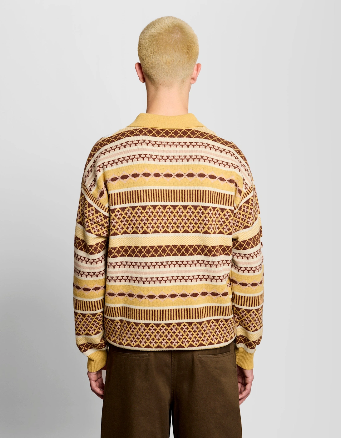 Fair Isle Lambswool Blend Polo Jumper