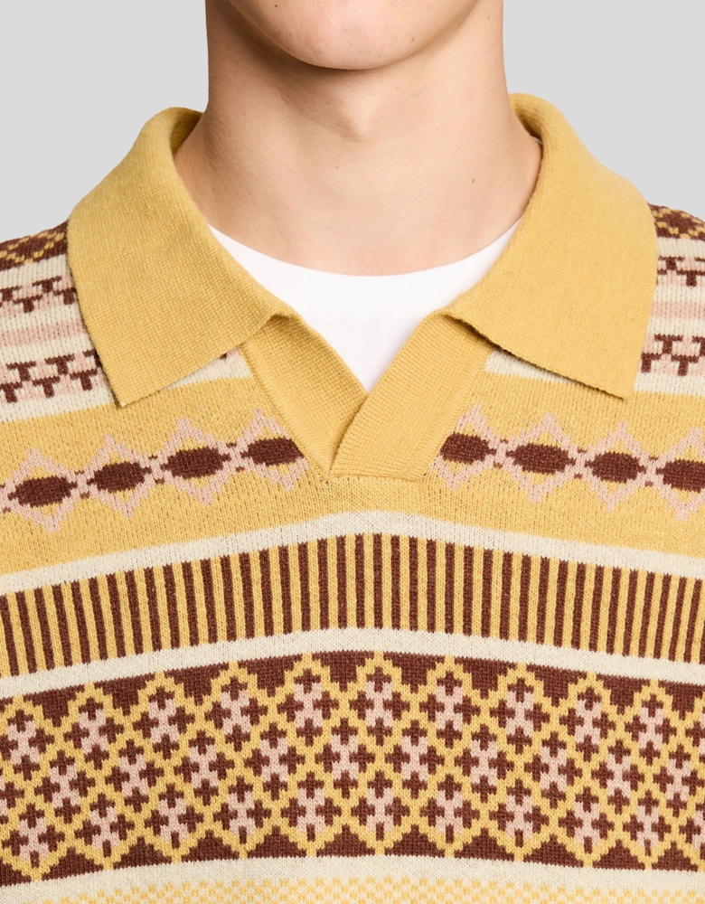Fair Isle Lambswool Blend Polo Jumper