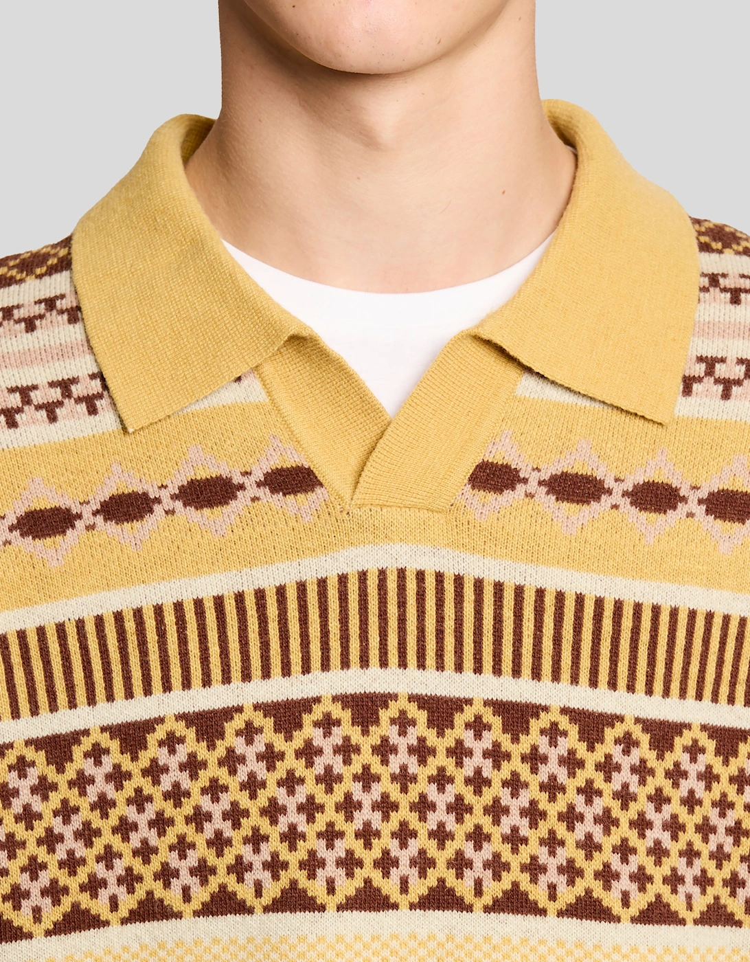 Fair Isle Lambswool Blend Polo Jumper