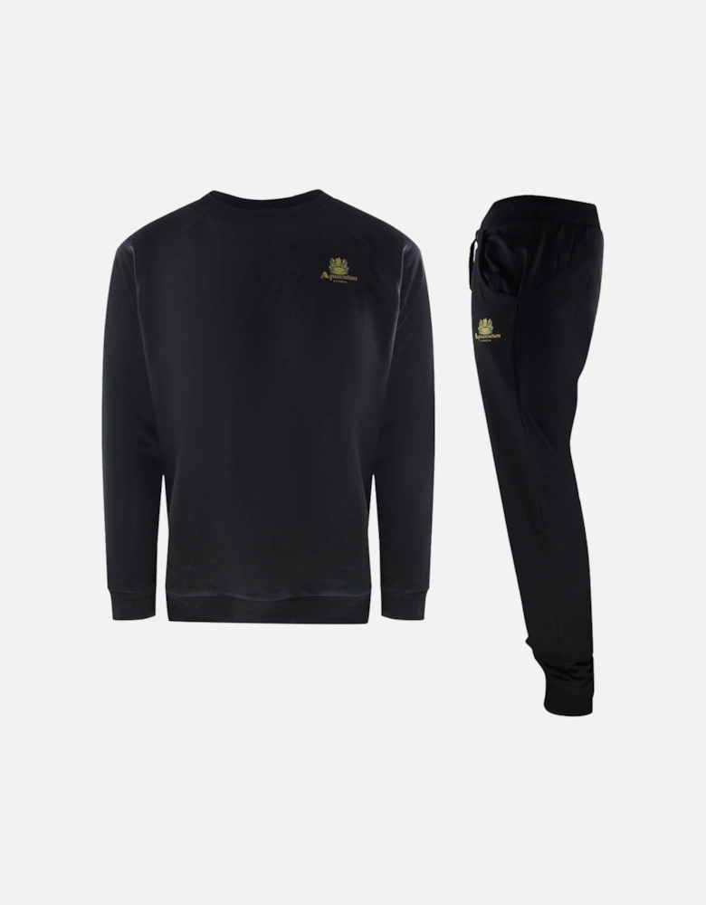 Small Iconic Crest Black Crewneck Tracksuit Set