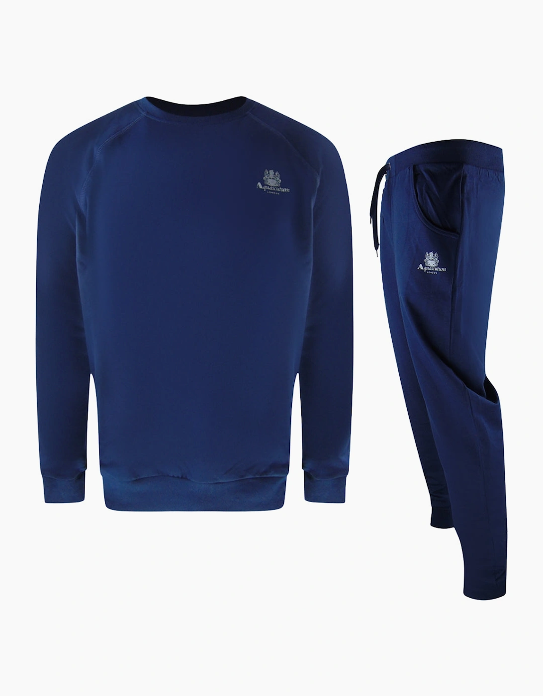 Aquascutum Unisex Navy Small Iconic Crest Blue Crew Neck Tracksuit Set - Size: Xl