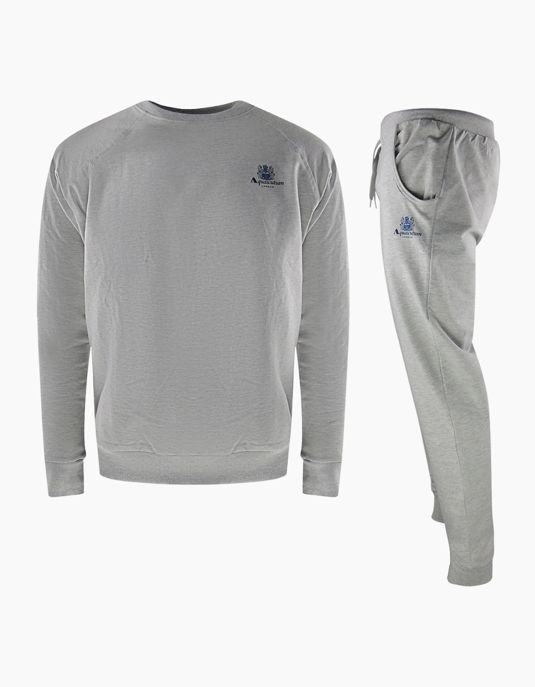 Aquascutum Unisex Grey Small Iconic Crest Crew Neck Tracksuit Set - Size: Xl