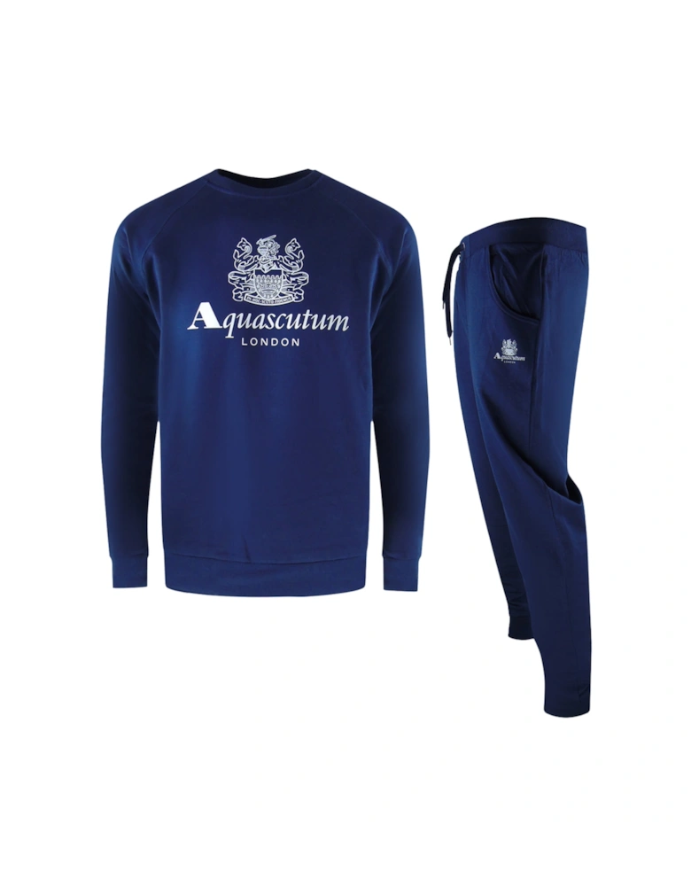 London Logo Crewneck Navy Blue Tracksuit Pants Set