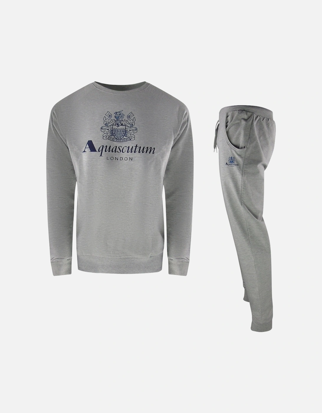 London Logo Crewneck Grey Tracksuit Pants Set, 7 of 6