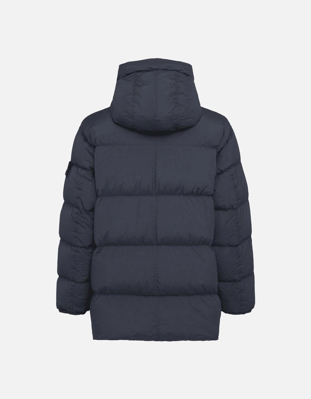 Crinkle Reps Mid Length Navy Puffer Jacket