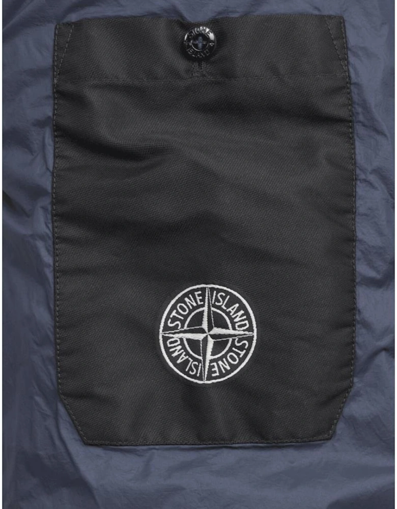 Crinkle Reps Mid Length Navy Puffer Jacket