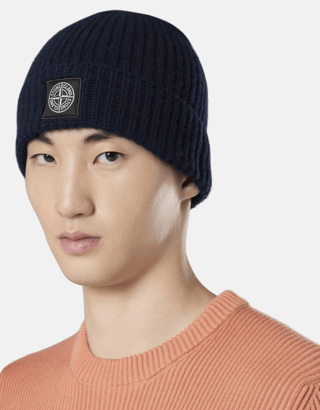 Patch Logo Navy Beanie Hat