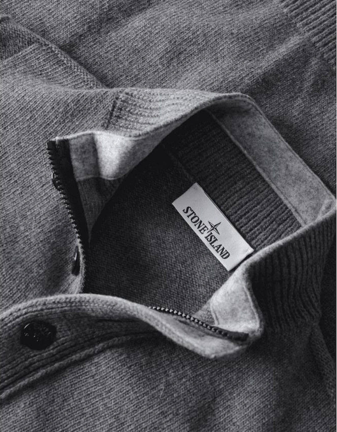 Half Zip Lambswool Grey Knitwear Jumper