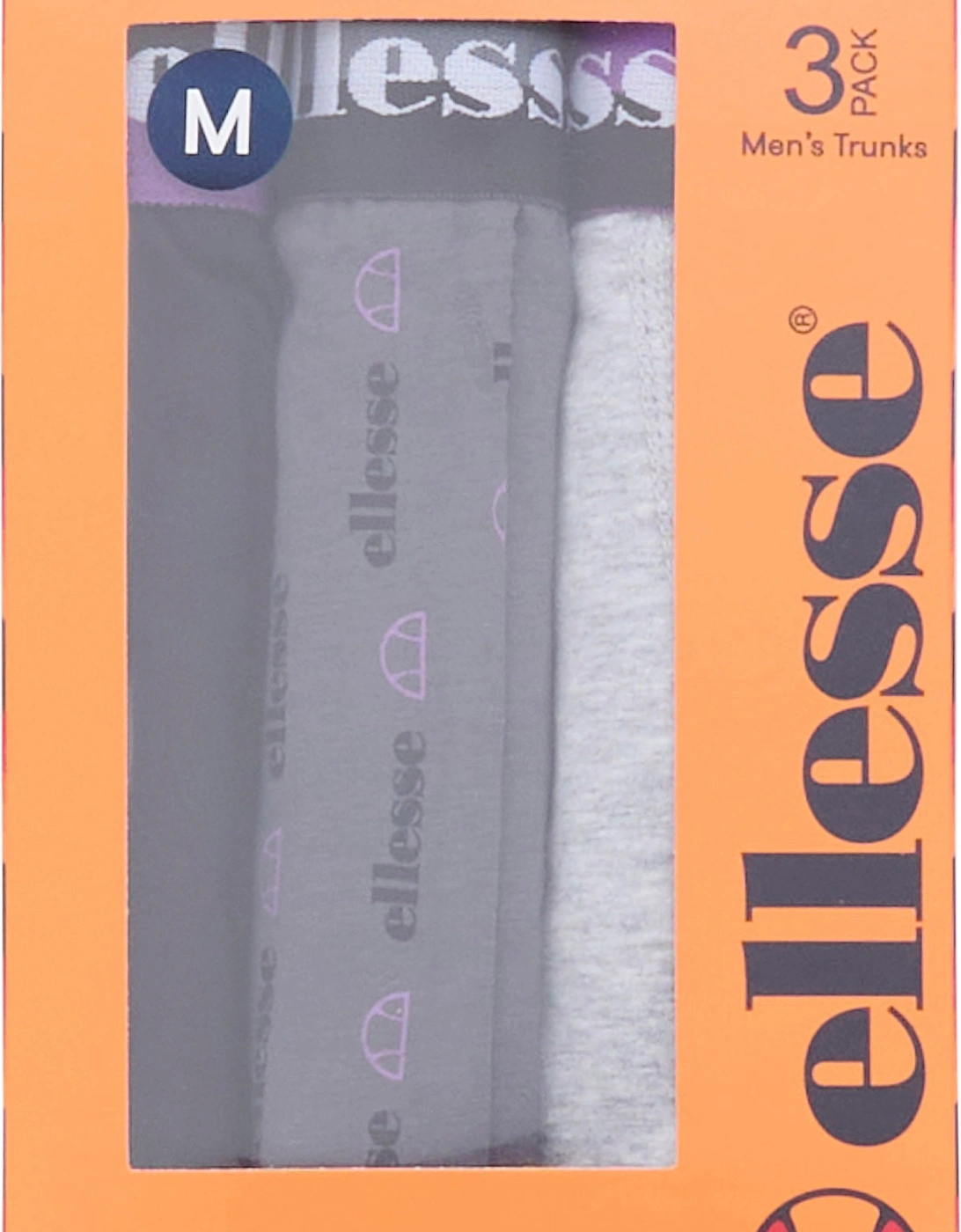 Ellesse Men's Grey Black Purple Muxel788 3 Pk Boxers - Grey/Black/Purple - Size: 35/34/32